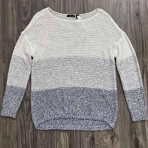 RDI Open Knit Long Sleeve Sweater Blue White Size XL NWT Boho Lagenlook
